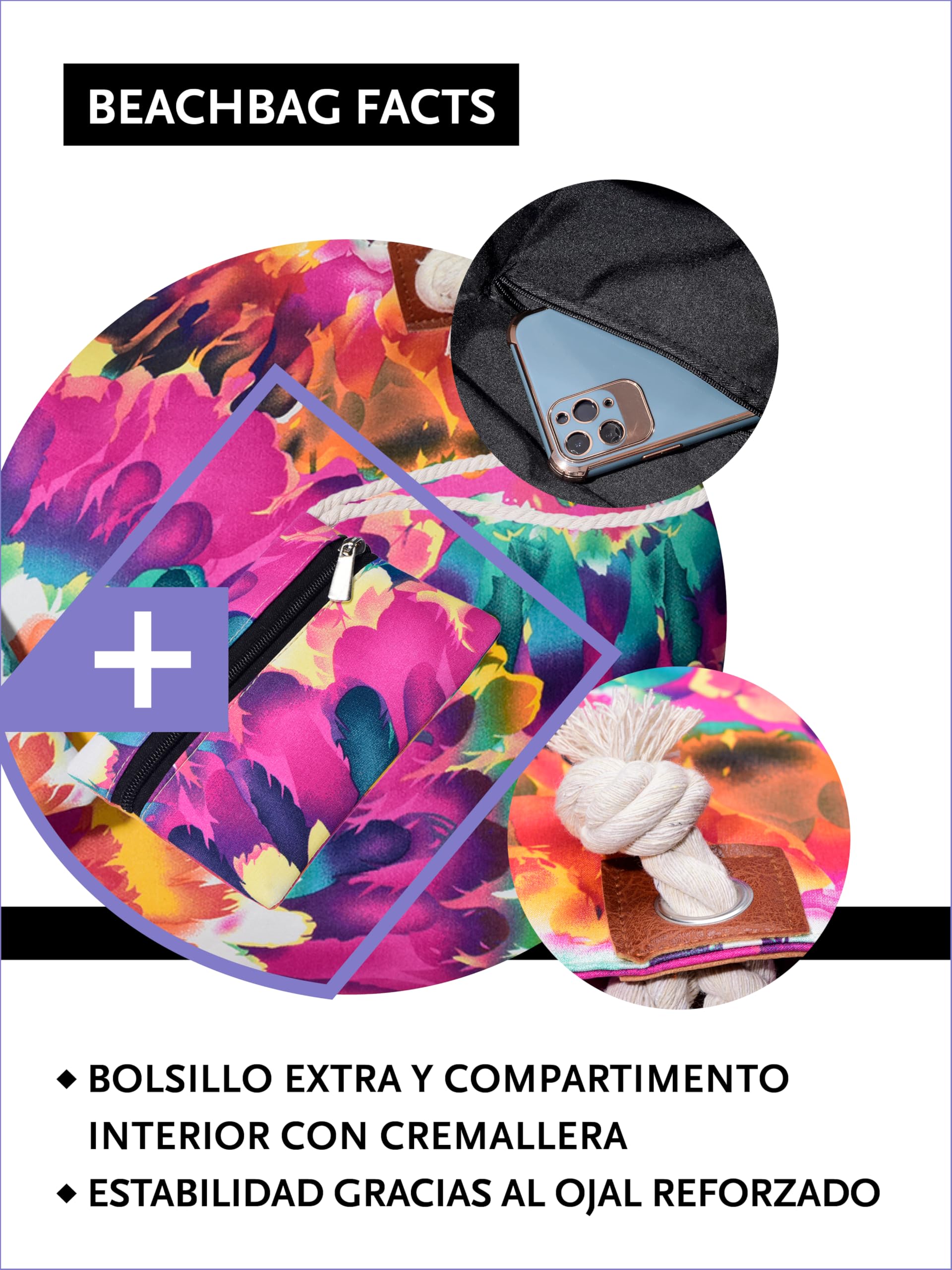 DonDon Bolsa de playa grande con cremallera 58 x 38 x 18 cm diseño marítimo shopper bolsa de hombro estilo de yate (yacht style)