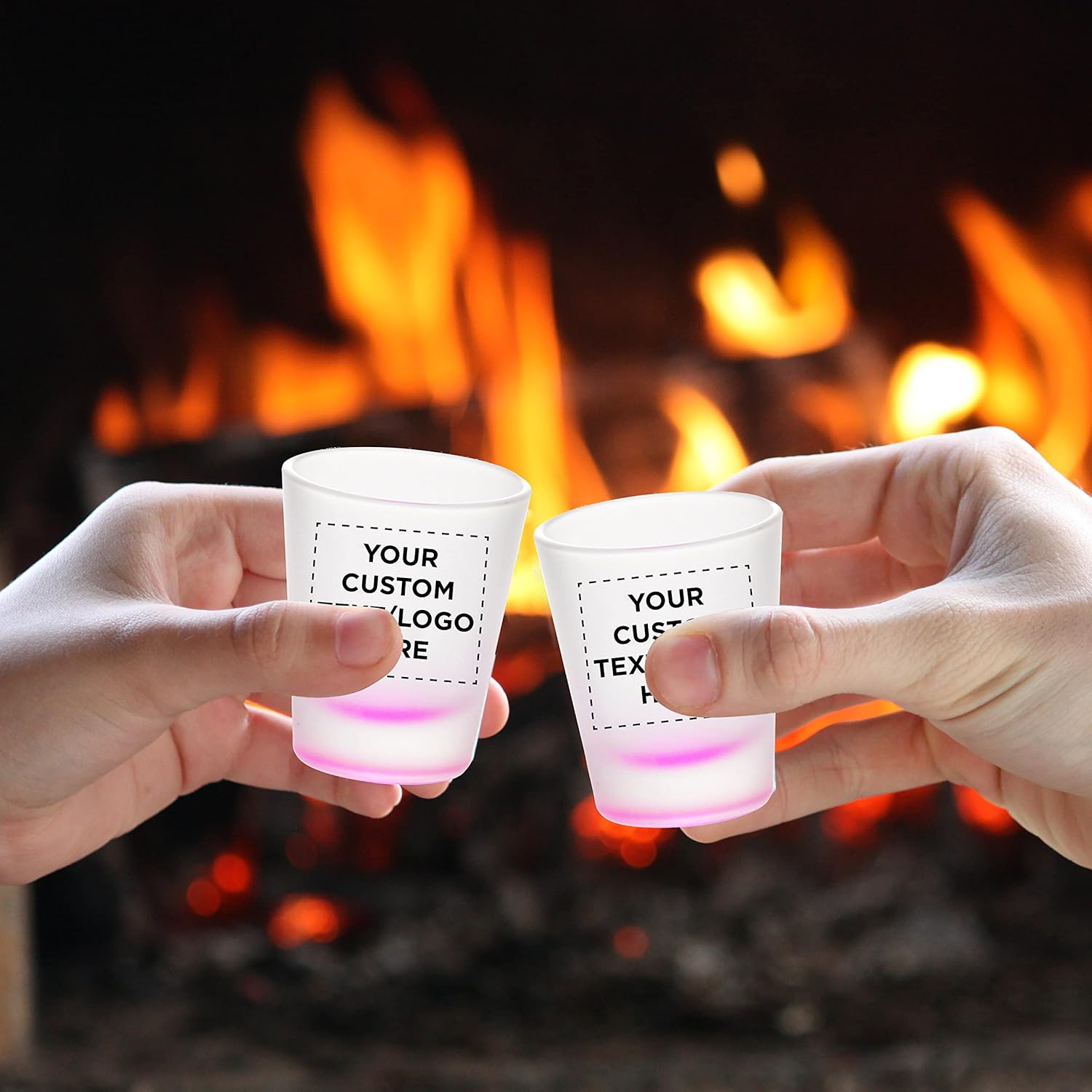 DISCOUNT PROMOS Custom Frosted Glass Shot Glasses 1.75 oz. Set of 10, Personalized Bulk Pack - Durable Barware for Events, Parties, or Weddings - Pink