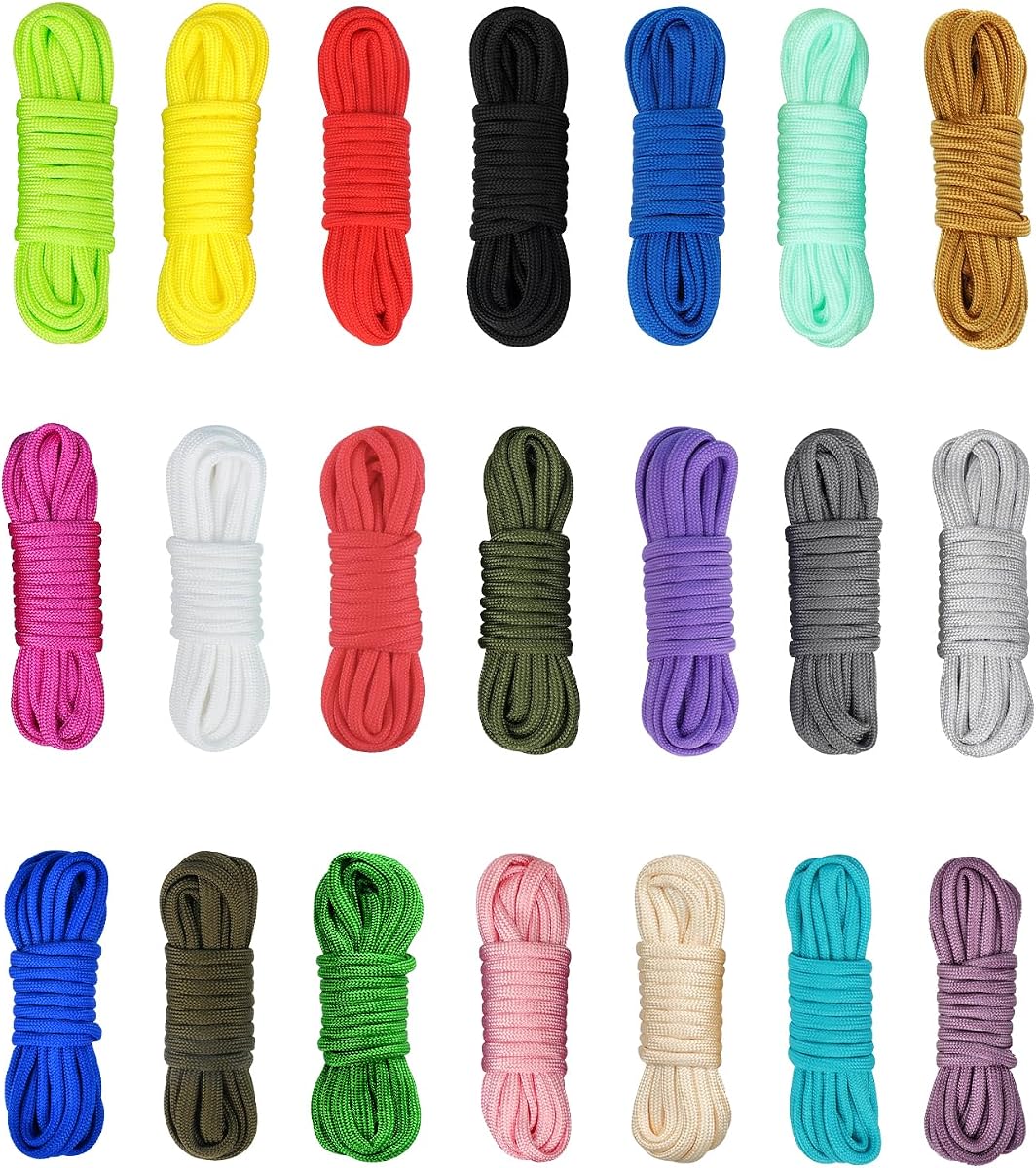 Kit de manualidades Paracord 21 Colors 10 FT ,550 Paracord para hacer pulseras | Collar para perros, cordón - Combo de cordón paracaidista multifunción (B, 21 colores)