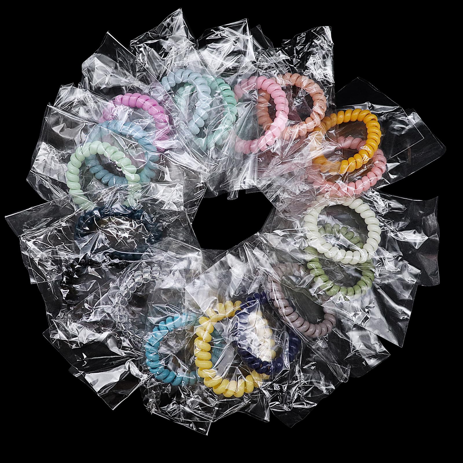 36 elastici per capelli a spirale colorati da donna, avvolti singolarmente, elastici per capelli sottili, nessun danno, per capelli spessi, senza pieghe