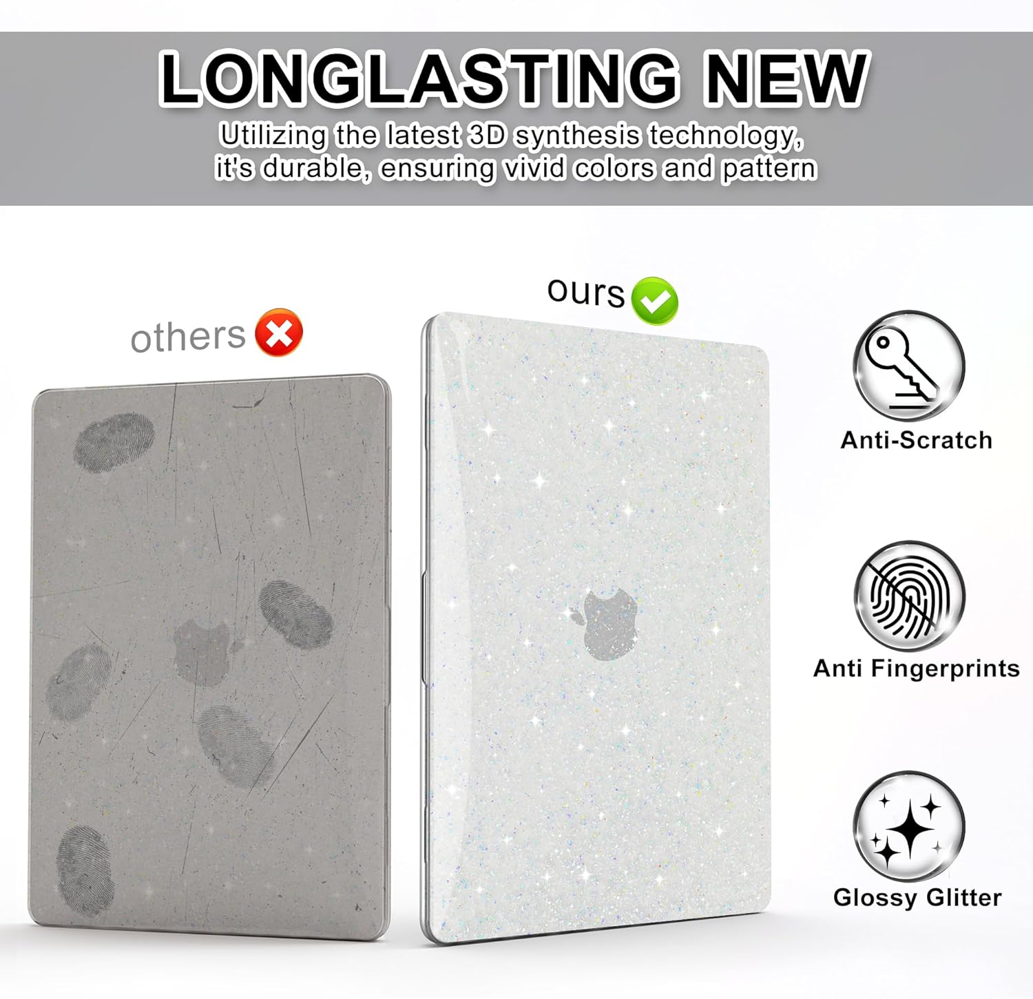 B BELK Compatible with MacBook Air 13 inch Case 2026 2025 2024 2023 2022 M4 M3 M2 A3240 A3113 A2681, Plastic Hard Shell+Keyboard Cover+Screen Skin for MacBook Air 13.6 inch Case, Shiny Colorful Clear - Image 5