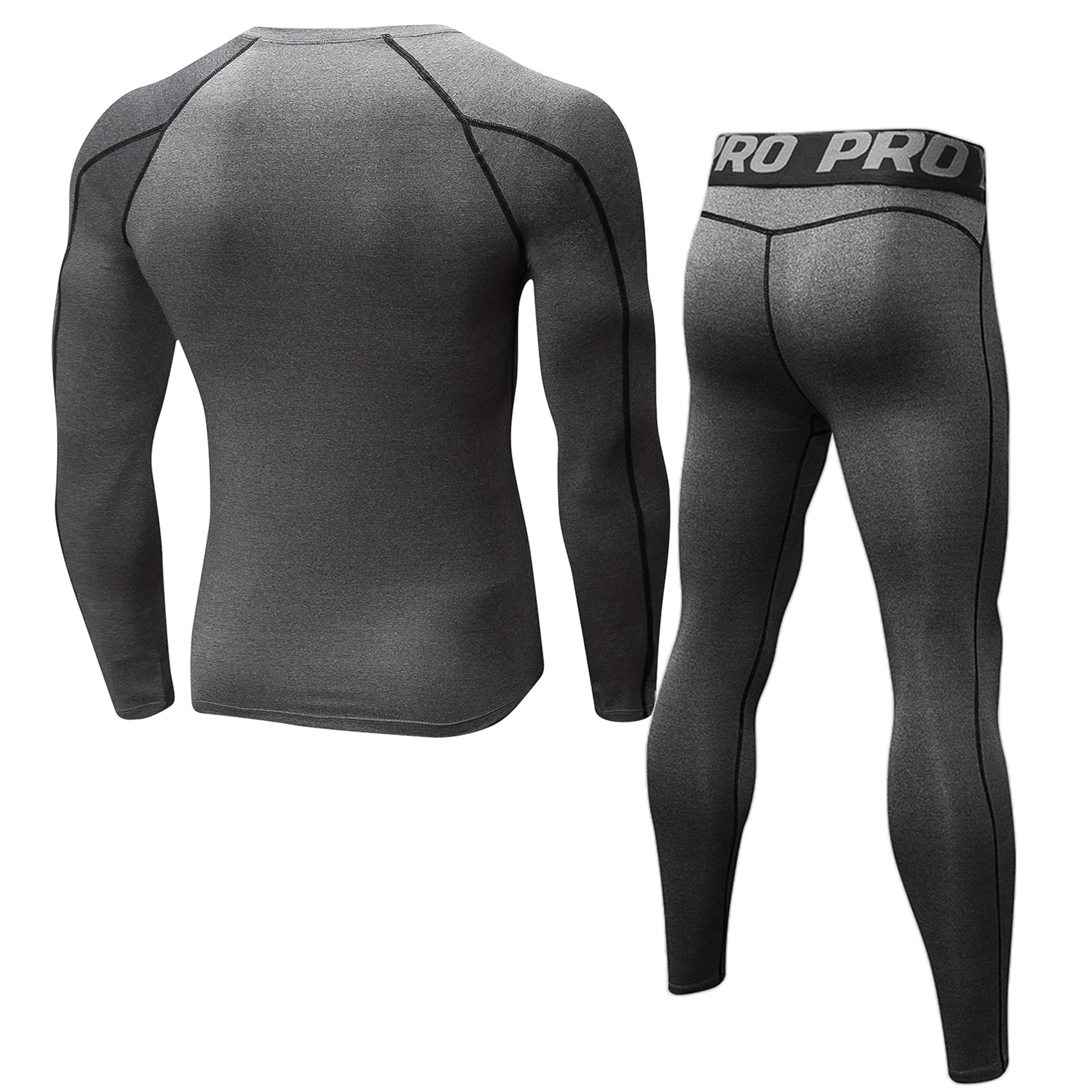 Kompressionsanzug Herren Trainingsanzug Atmungsaktive Langarm Kompressionsshirt Lange Kompressionshose Schnelltrocknende Funktionswäsche Sportswear Laufanzug Männer Fitness Gym Sport Set