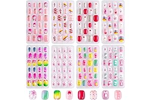 8 Pack Glitter Gradient Color Jsiallye Press on Kids Nails