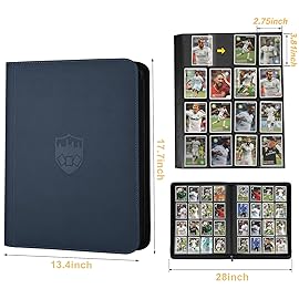 Trading Card Binder 16 Pocket, GERMUN PU Cover Card Binder for 1000+ Cards, Premium Trading Card Holder Folders, Double Sided Pocket Card Album for MTG, TCG (Blue)