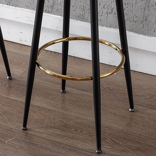 Miniatura 21 de Taburetes de bar de 26 pulgadas de altura de mostrador, juego de 4 taburetes de mostrador de gamuza, sin espalda, modernos con patas Burnt