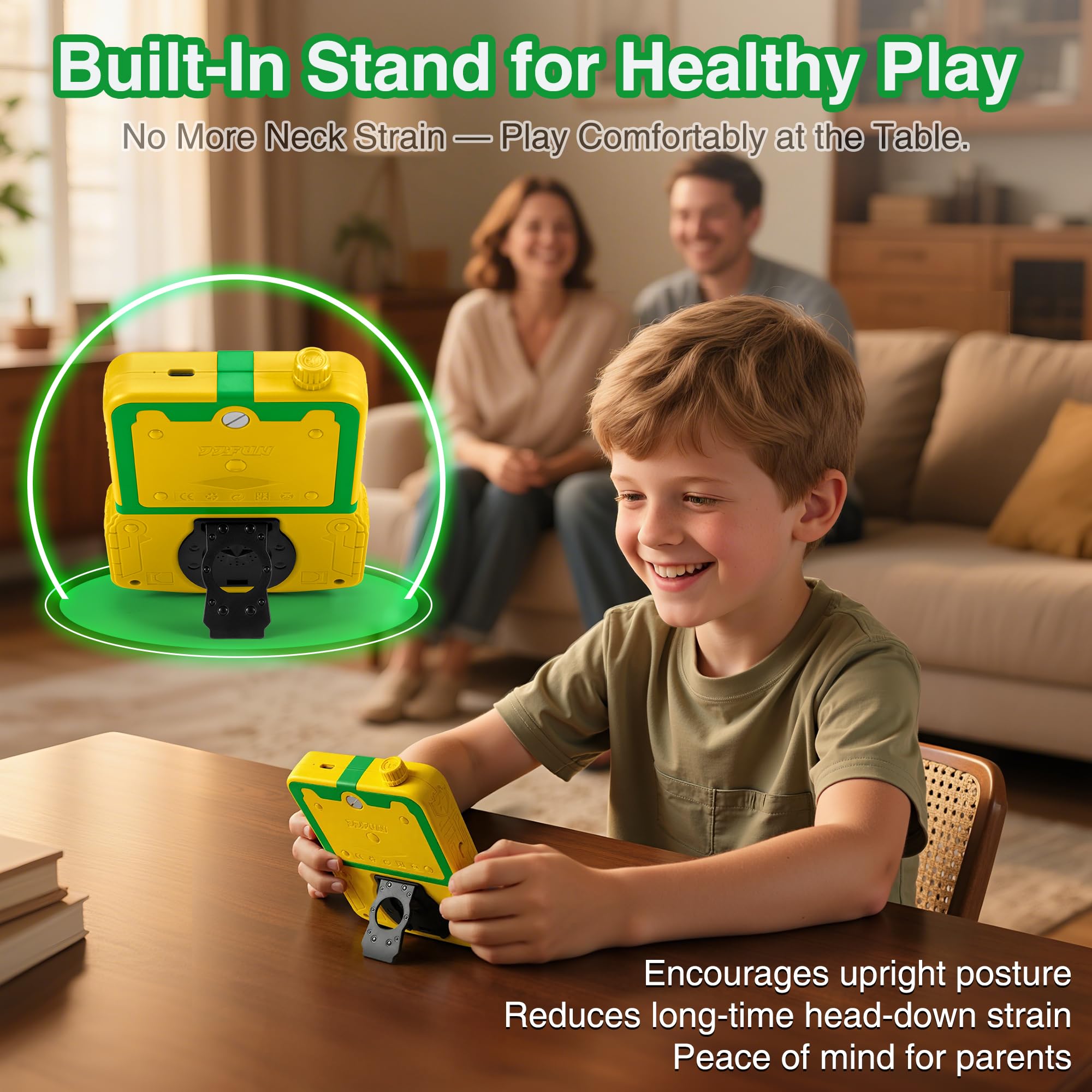 Kids Handheld Video Game Player, 220 Preloaded Classic Games, Portable Plug & Play Retro Game Console with 3.5'' Screen & Rechargeable Battery, No Ads, Mute Function for Travel-Green