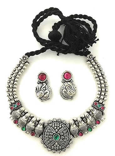 Sasitrends Oxidized Jewellery German Silver Necklace Set for Women and Girls