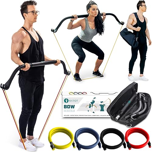 NYPOT- Workout Bow & Portable Home Gym Equipment - Resistance Bands with Bar for Home Workout Equipment Men & Women All in One Gym for Strength disponible en Yaxa Peru