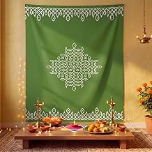 Eaasty Indian Kolam Backdrop Varalakshmi Pooja Decor, Green, 62 x 46.5''