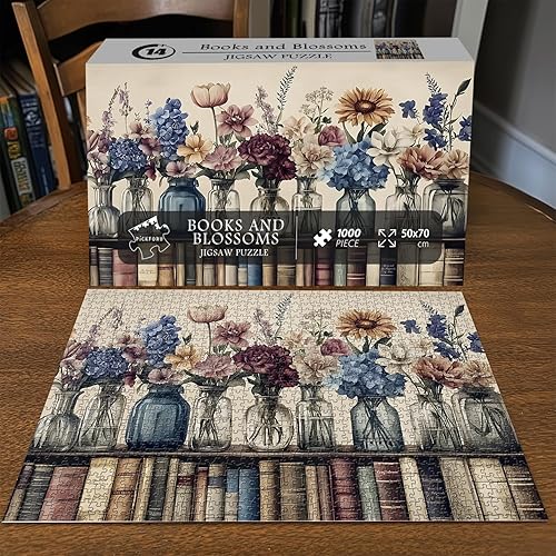 Miniatura 9 de Rompecabezas retro de flores silvestres para adultos de 1000 piezas, PICKFORU Christian Jesus Floral Book Pages Rompecabezas religioso, rompecabezas