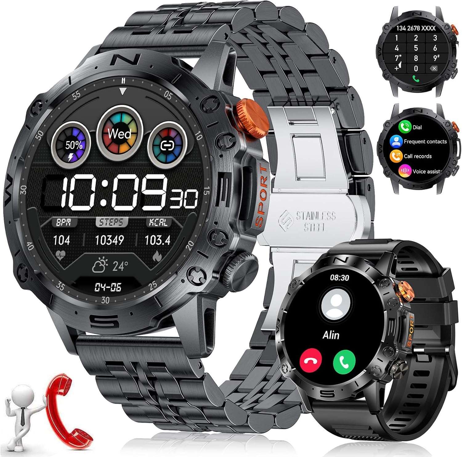 LIGE Smart Watch for Men, 1.43" AMOLED HD 360mAh Smartwatch with