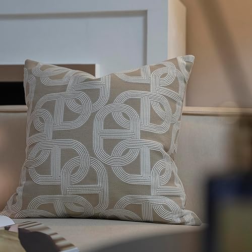 Miniatura 3 de Funda de cojín de 20 x 20 pulgadas, diseño de herradura de nariz de cerdo, bordado jacquard de chenilla, estilo moderno, de lujo, para sala de estar