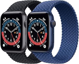Pacote com 2 pulseiras esportivas trançadas compatíveis com Apple Watch 45 mm, 41 mm, 38 mm, 40 mm, 42 mm, 44 mm, 49 mm, pulseira elástica feminina e masculina, compatível com iWatch séries 8/7/6/SE/5/4/3/2/1/Ultra