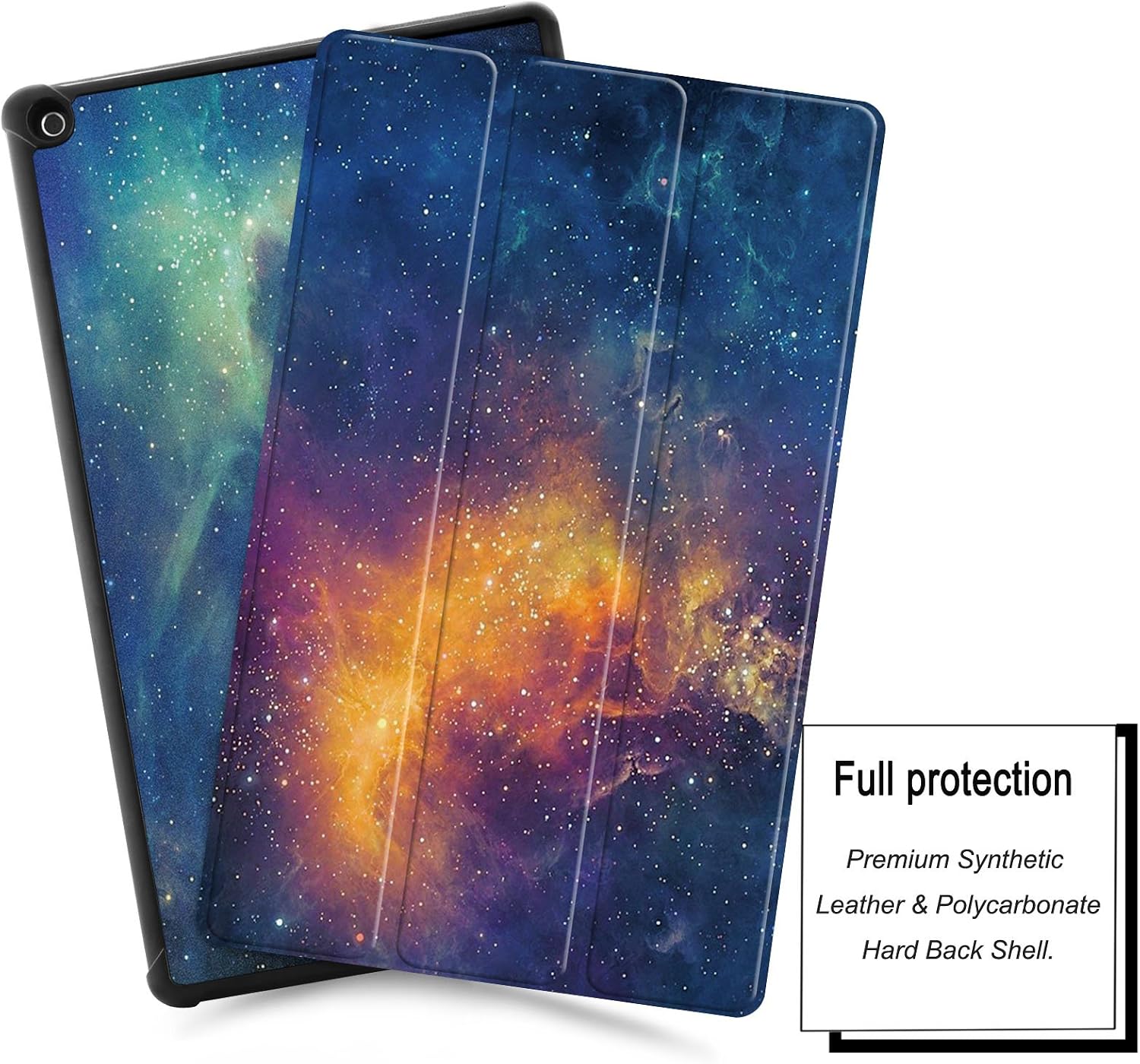 Infiland All-New Fire HD 10 2017 Case - Tri-Fold Ultra Slim Stand Smart Case Cover for All-New Amazon Fire HD 10 (7th Generation, 2017 Release), Galaxy