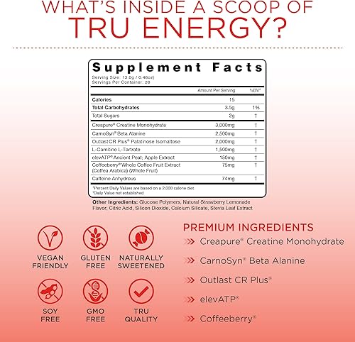 Miniatura 7 de TRU Supplements Energía, fórmula de entrenamiento preentrenamiento, apta para veganos, sin nerviosismo, mejora el rendimiento del entrenamiento,