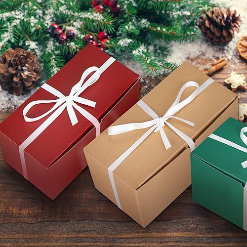 Miniatura 6 de Cholemy 24 cajas de regalo de Navidad de 9 x 4.5 x 4.5 pulgadas, cajas de envío de Navidad de cartón corrugado, cajas de regalo con tapas para