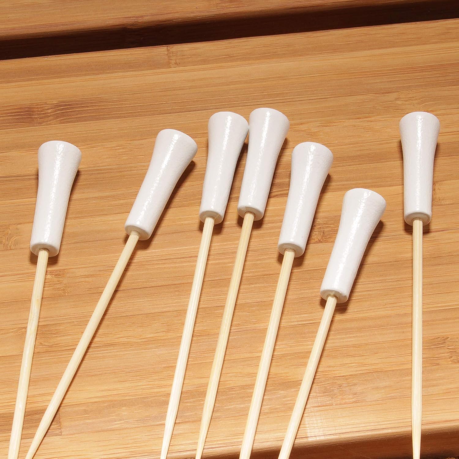 BambooMN Decorative Golf Tee Bamboo Cocktail Sandwich Skewer Picks - 3.5" - White - 100 Pieces