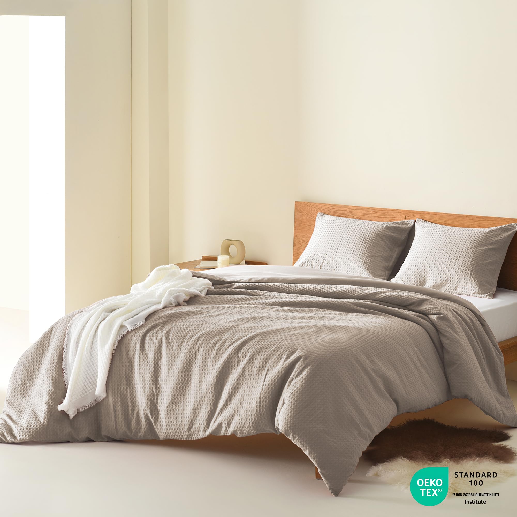 Comfort Spaces Juego de edredón tamaño Queen, Juego de edredón de 3 Piezas de Tejido Transpirable de Punto gofre, edredón Moderno y Bohemio de Granja, Juego de Cama Queen de Microfibra para Todas Las