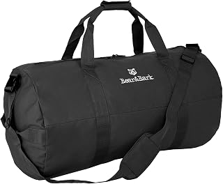 Bear & Bark Large Duffle Bag – Black 38”x20” - 195.6L - Canvas Military and Army Cargo Style Duffel Tote for Men and Women– College Student, Backpacking, Travel and Storage Shoulder Bag