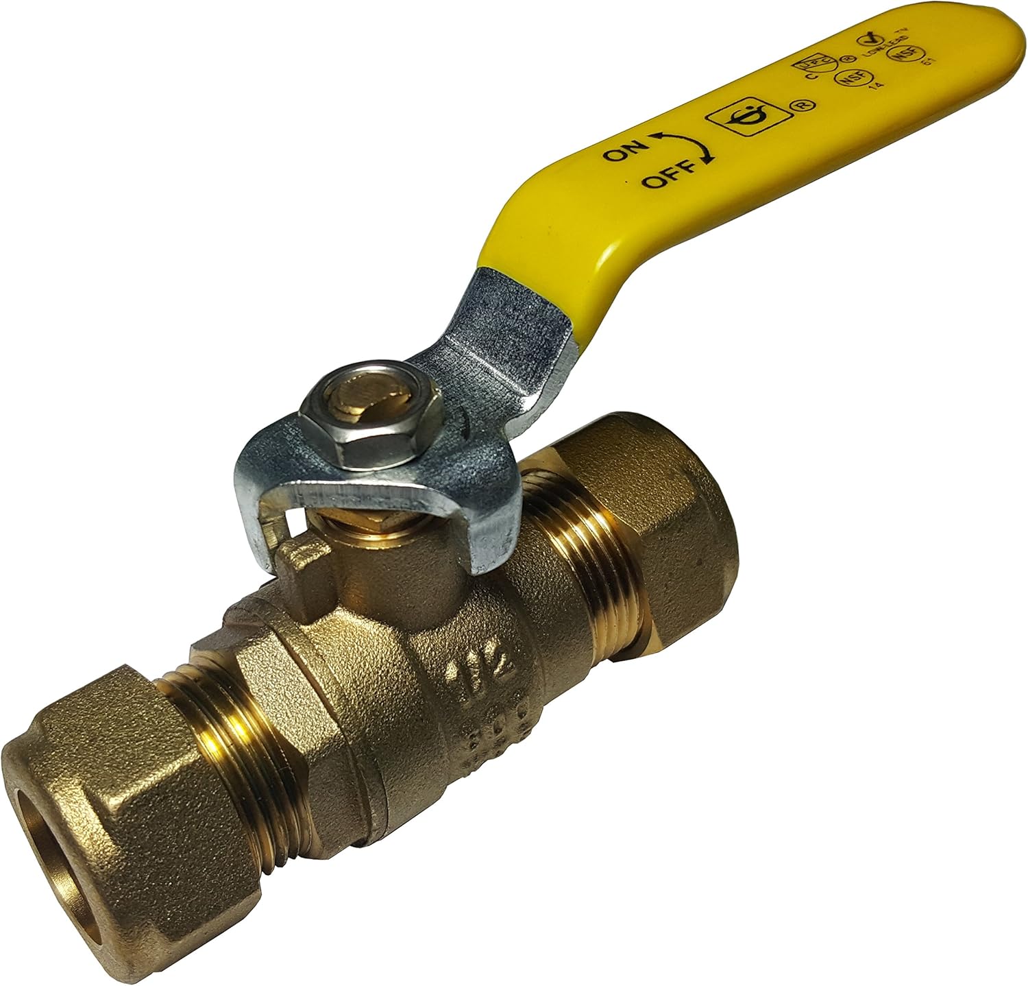 1 Piece XFITTING 1/2'' Compression Ball Valve, Full Port, Brass, 600