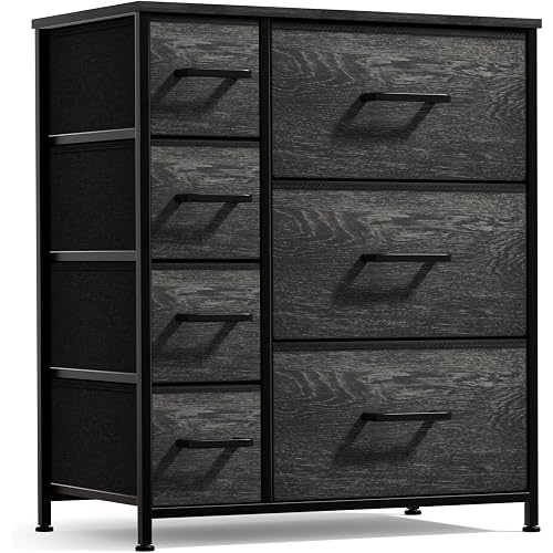 Sorbus Dresser with 7 Faux Wood Drawers - Storage Unit Organizer Chest for Clothes - Bedroom, Hallway, Living Room, Closet, & Dorm Furniture - Steel Frame, Wood Top, & Easy Pull Fabric Bins