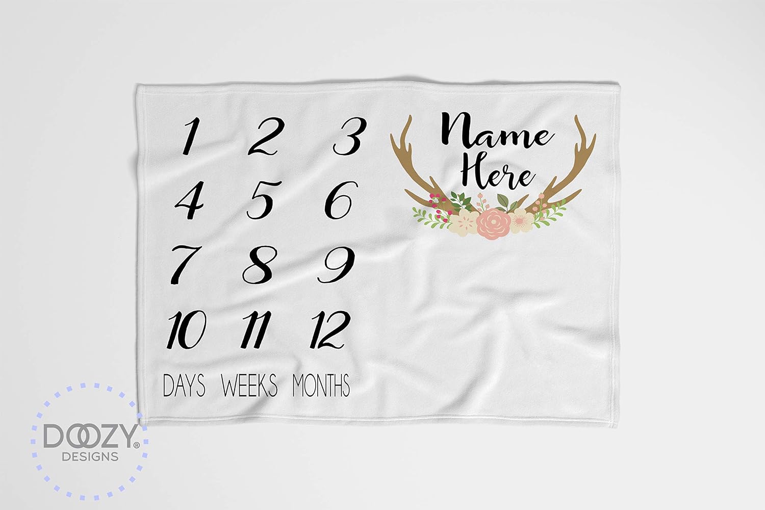 Personalized Milestone Baby Blanket for Girl, Month to Month Growth Blanket