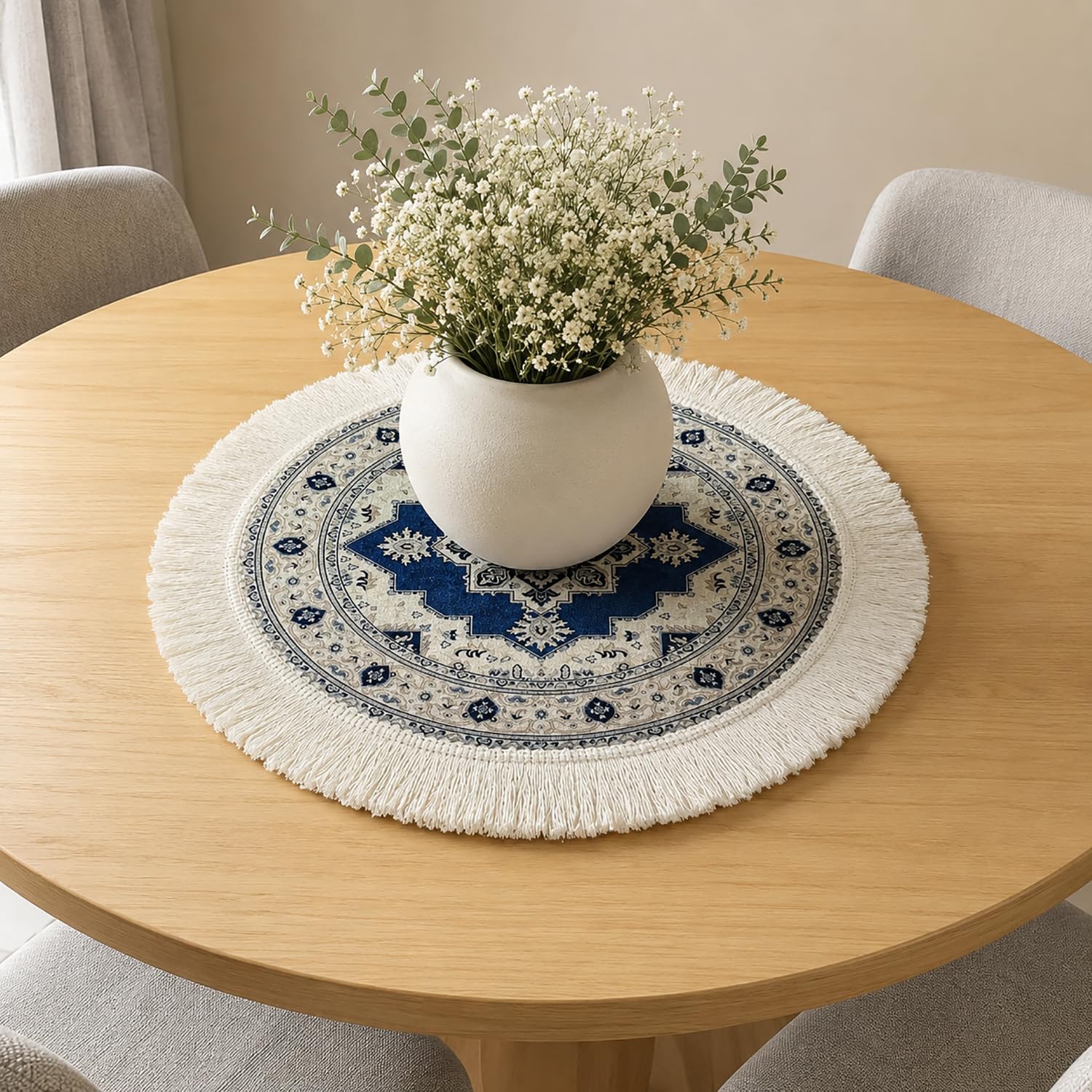 Luxe Home International Persian Mandala Pattern Dining Table Mats, Woven Polyester Heat Resistant Placemats for Dining Table Accessories, 36x36cm, Multicolor, Set of 2-image-33