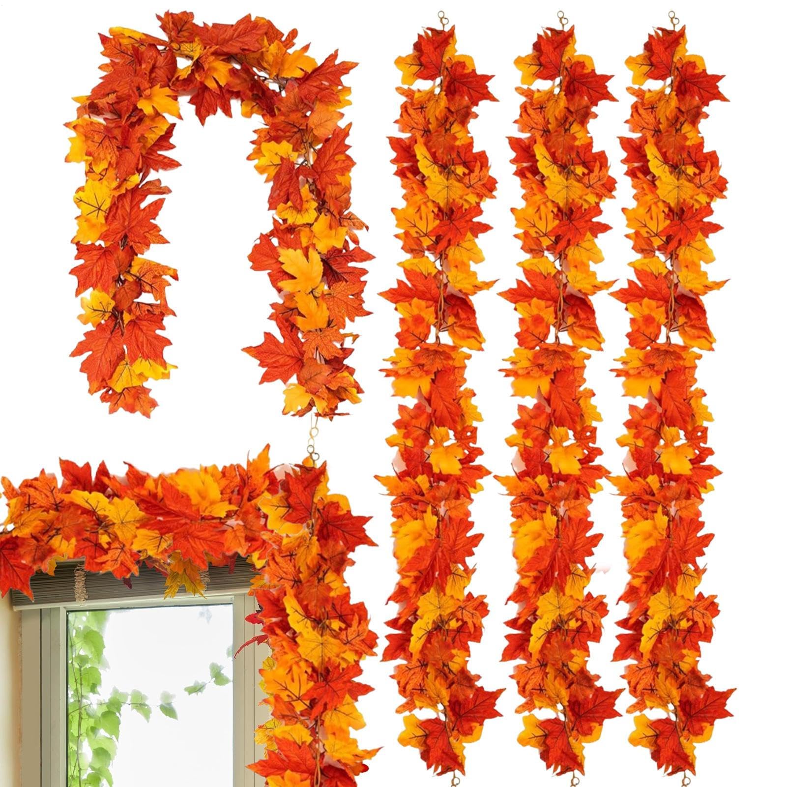 Guirlande d'automne pour cheminée et table de fête lot de 4 pièces