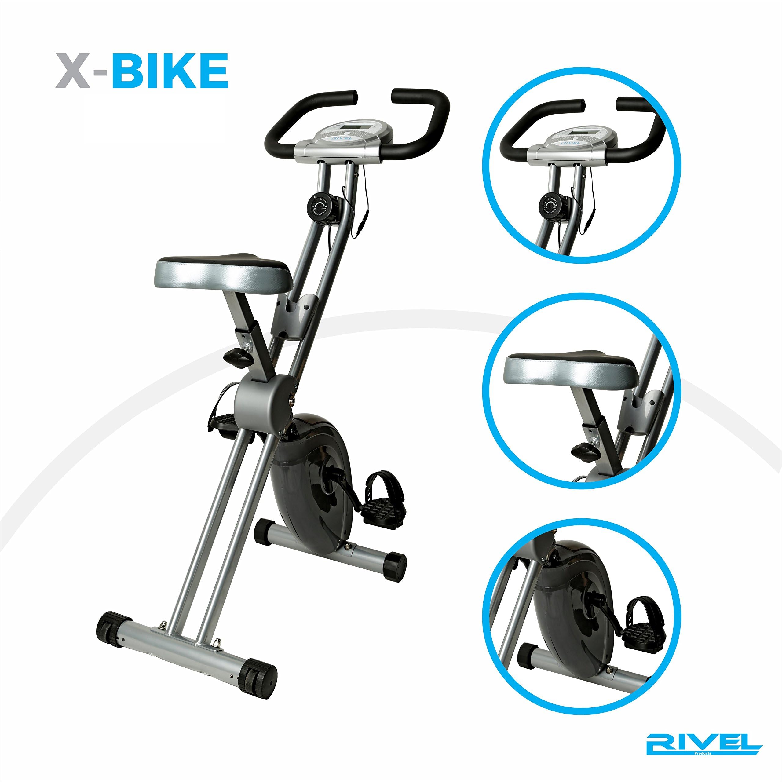 Folding Exercise Bike with 8-Level Magnetic Control System And LCD Display 300lb-Capacity Heavy Duty Compact Stable Upright Cycling machine Stationary Cardio Cycle