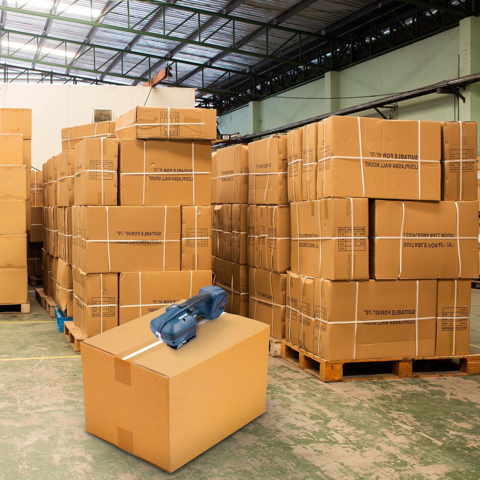 Electric Banding Machine,Automatic Electronic Strapping Tool with LCD Screen | Portable Baler Tensioner Kit Banding Battery Powered Machine for PP Pet Strapping