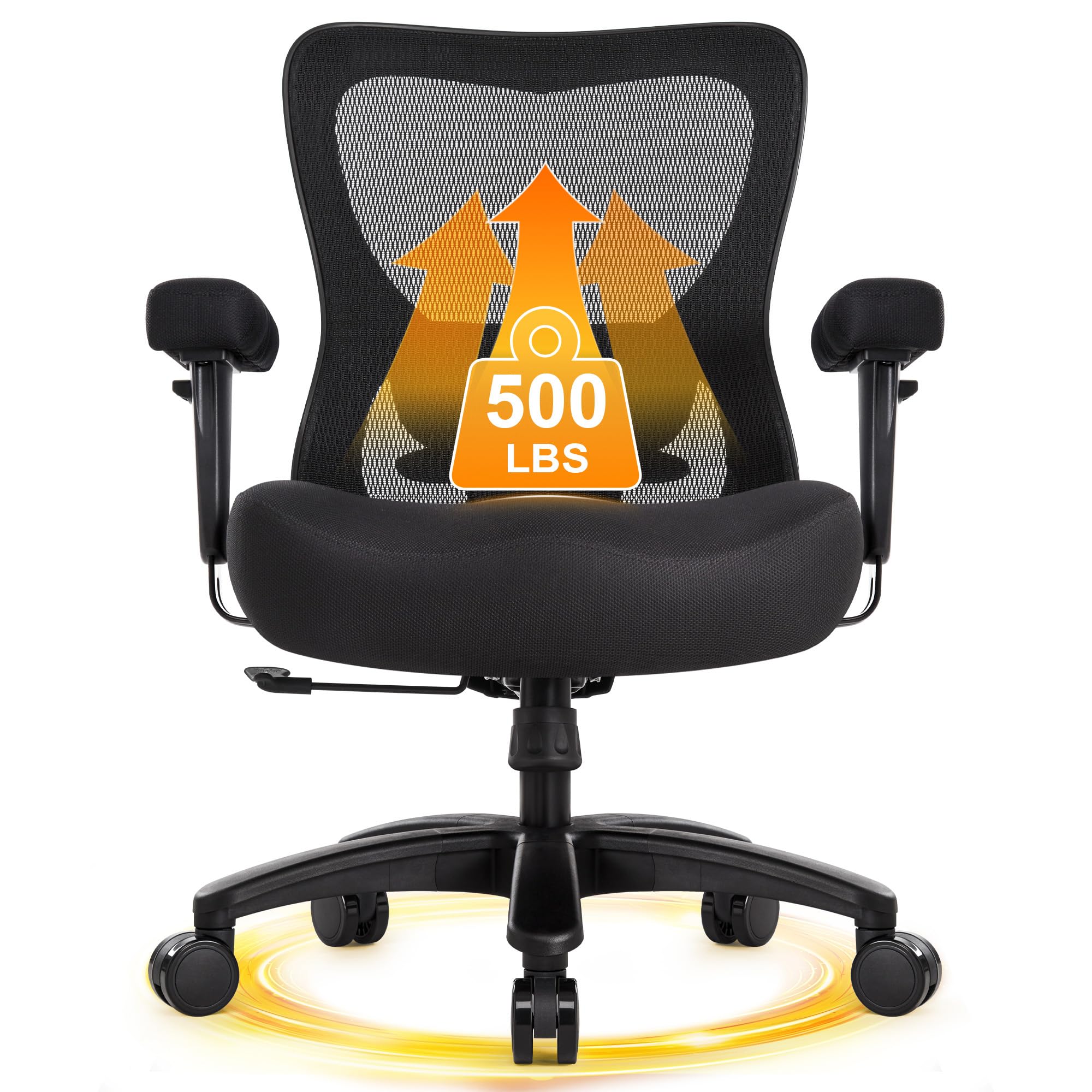 IWMH - Sillón reclinable ergonómico de malla resistente para escritorio | Silla de escritorio con soporte lumbar ajustable y reposabrazos 4D, asiento extra ancho para oficina en casa (negro1)