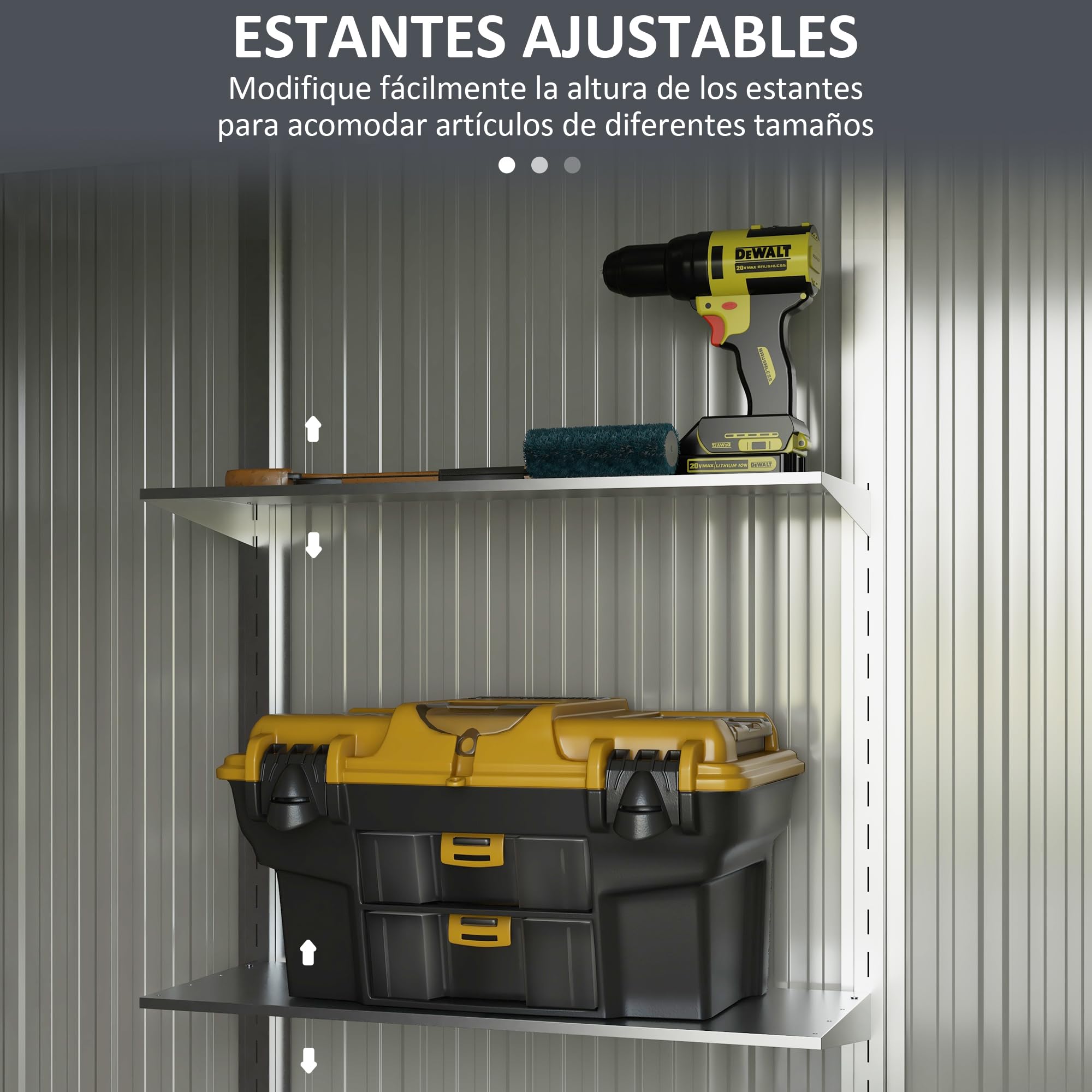 Outsunny Cobertizo de Jardín Exterior 2,7 m² 238x132x198,5 cm Caseta de Jardín para Exterior Metálica con Cerradura Base Estantes Ajustables 2 Ventanas y 2 Puertas Deslizantes Gris Oscuro