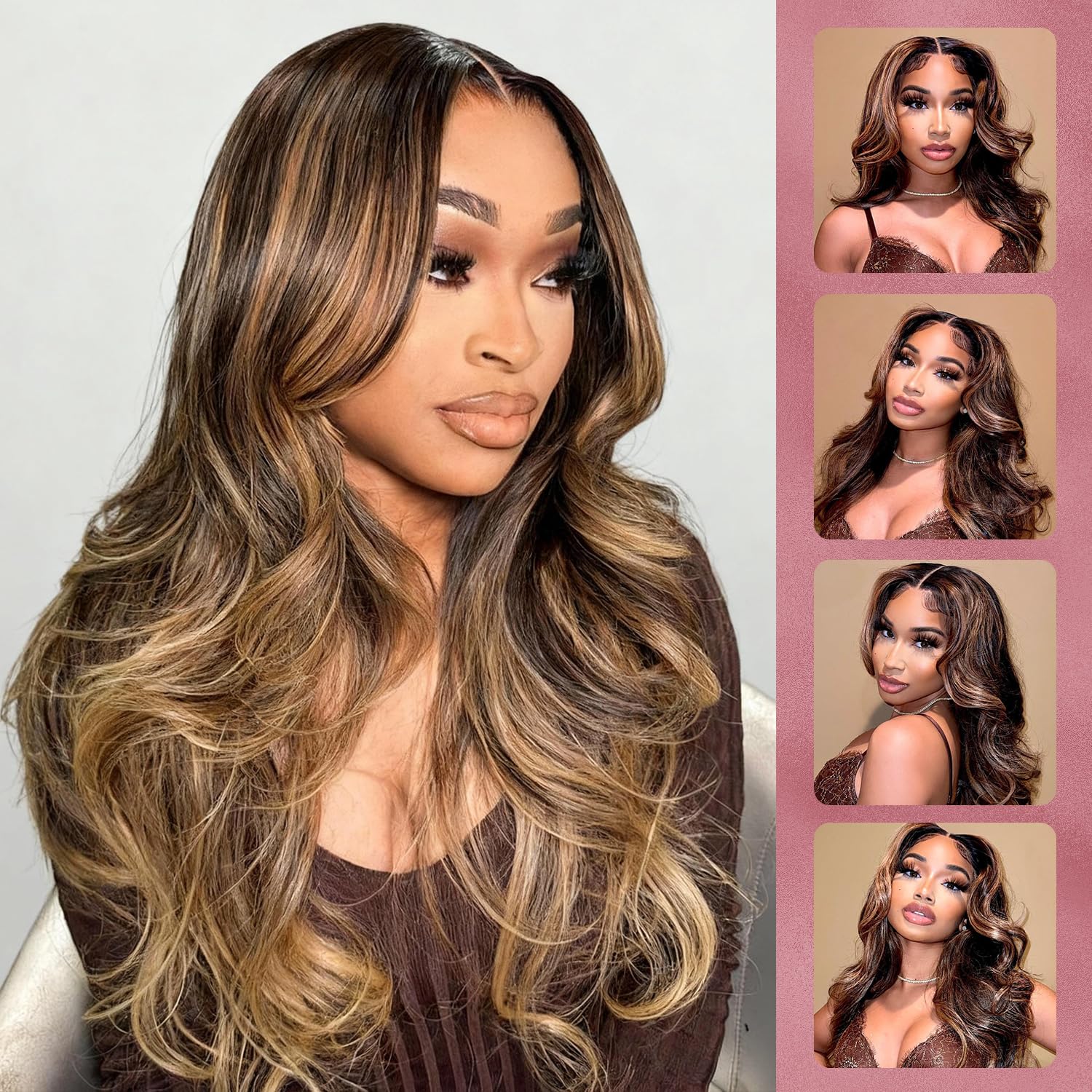 Amazon.com : Alimoonbeam 22 Inch Highlight Ombre Lace Front  display picture 3