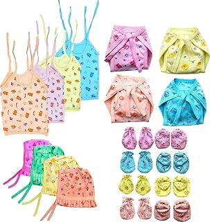 ROMZEN New Born Baby Care Cloth Set Combo, Soft & Comfortable, Kids Dress, Baby Dress (Set Of 20, 4 Jabali, 8 Pair of Han... Price In India