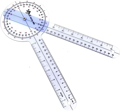 A2ZSCILAB Goniómetro de plástico de 12 "regla transportadora de ángulo de terapia física ISOM de 360 grados