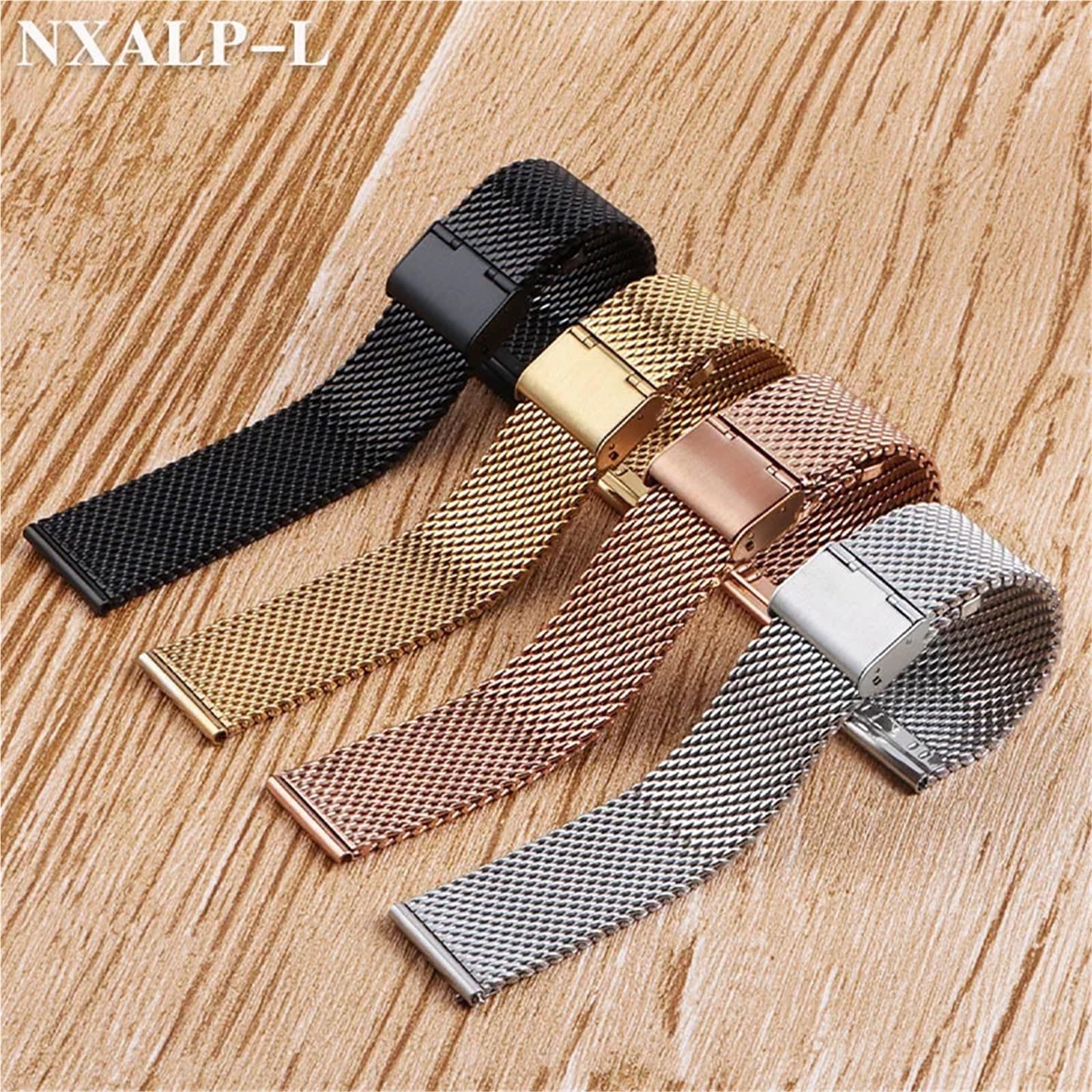 Bracelet de Montre en Acier Inoxydable, Boucle en Maille milanaise, 18mm, 20mm, 22mm, 24mm, 3mm d'épaisseur, 1.0