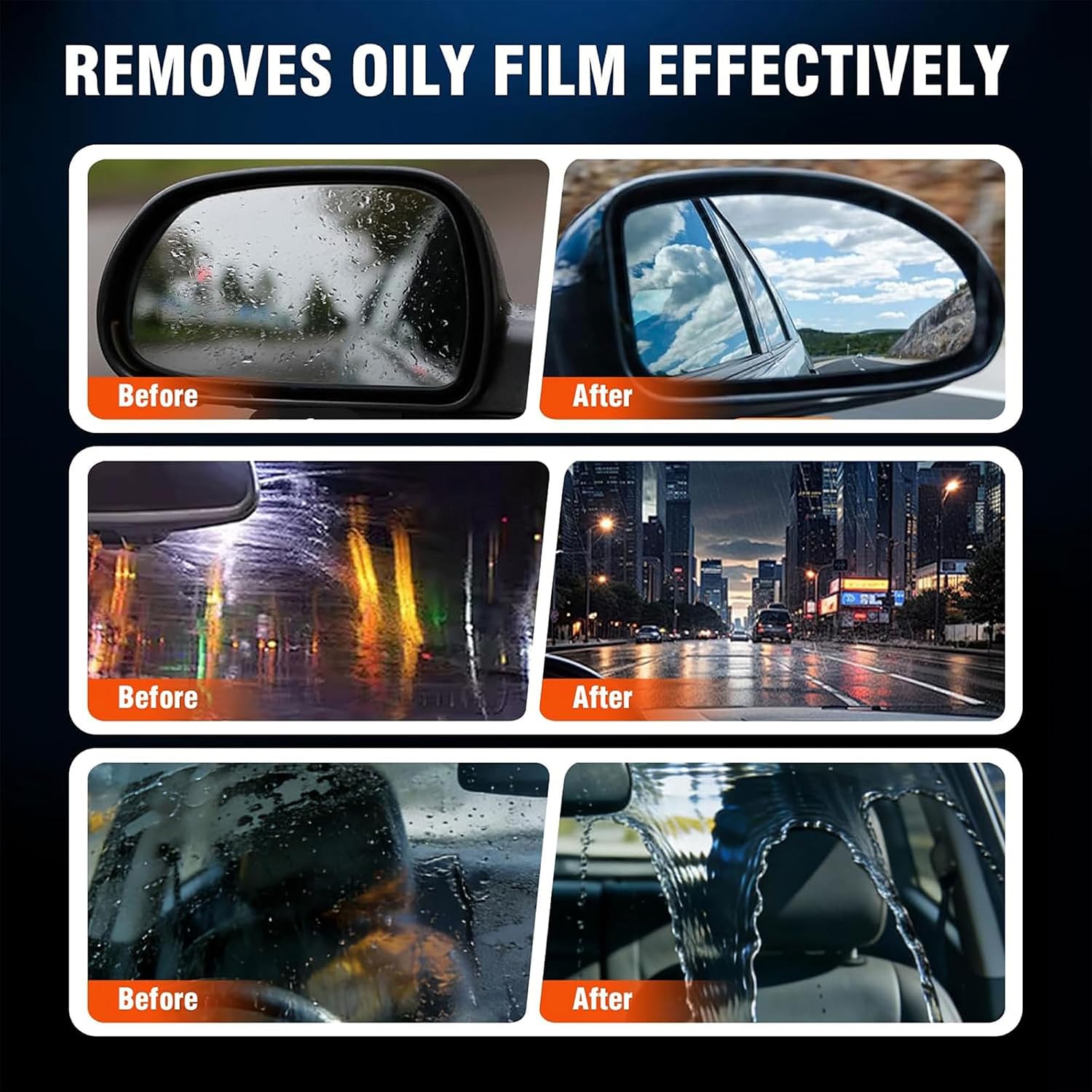 2PCS Windshield Cleaner, Glass Emulsion Cleaner, Oil Film Remover for Cars