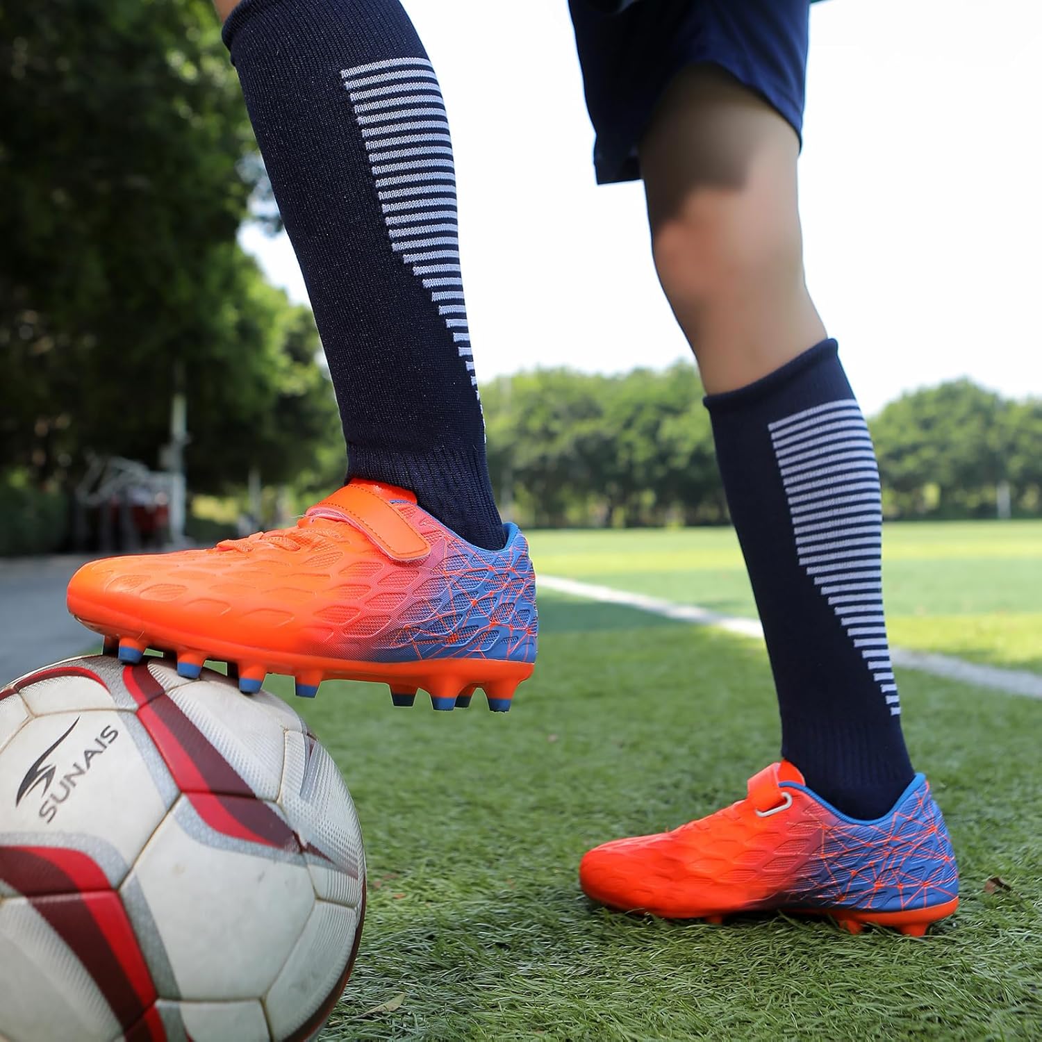 Soccer Cleats, Kids Firm Ground Football Shoes, Boys Girls Athletic Outdoor - Image 5