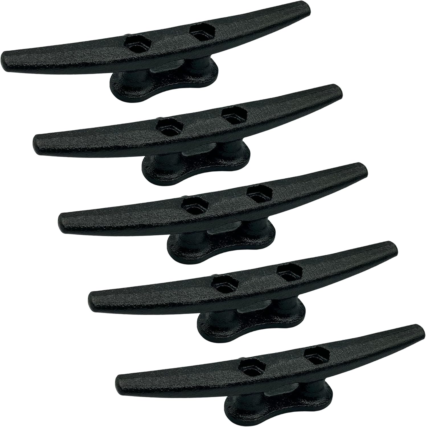 6 inch Black Boat Cleats, 10-Pack Electrophoretic Coated Black Cast Iron Dock Cleat for Marine or Decorative Applications