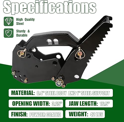 Miniatura 3 de ECOTRIC Accesorio universal para excavadora de pulgar para retroexcavadora de 3.25 pulgadas de ancho compatible con tractor Kubota Woods Mahindra