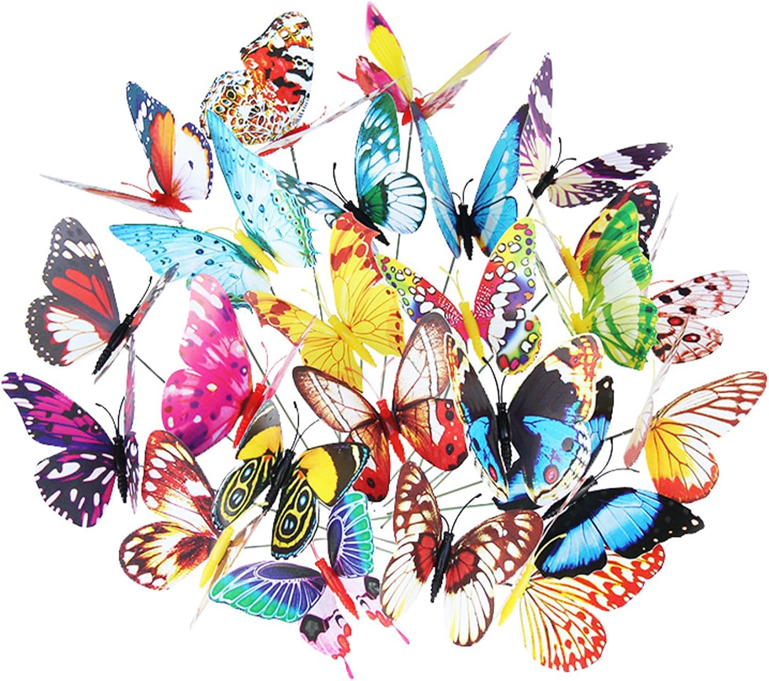 Butterfly Stick 24PCS Luminous Butterfly Picks 11.8" Waterproof Butterfly Garden Stakes Decorative Garden Stakes for Indoor Outdoor Yard Patio Plant Pot Random Color Butterfly Garden Stakes