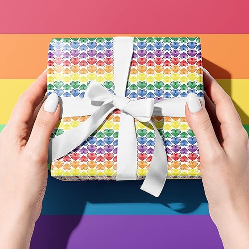 Miniatura 5 de LDGOOAEL Hojas de papel de regalo planas  12 hojas con 4 padres arcoíris, papel de regalo para vacaciones, cumpleaños, LGBT  precortadas y plegadas