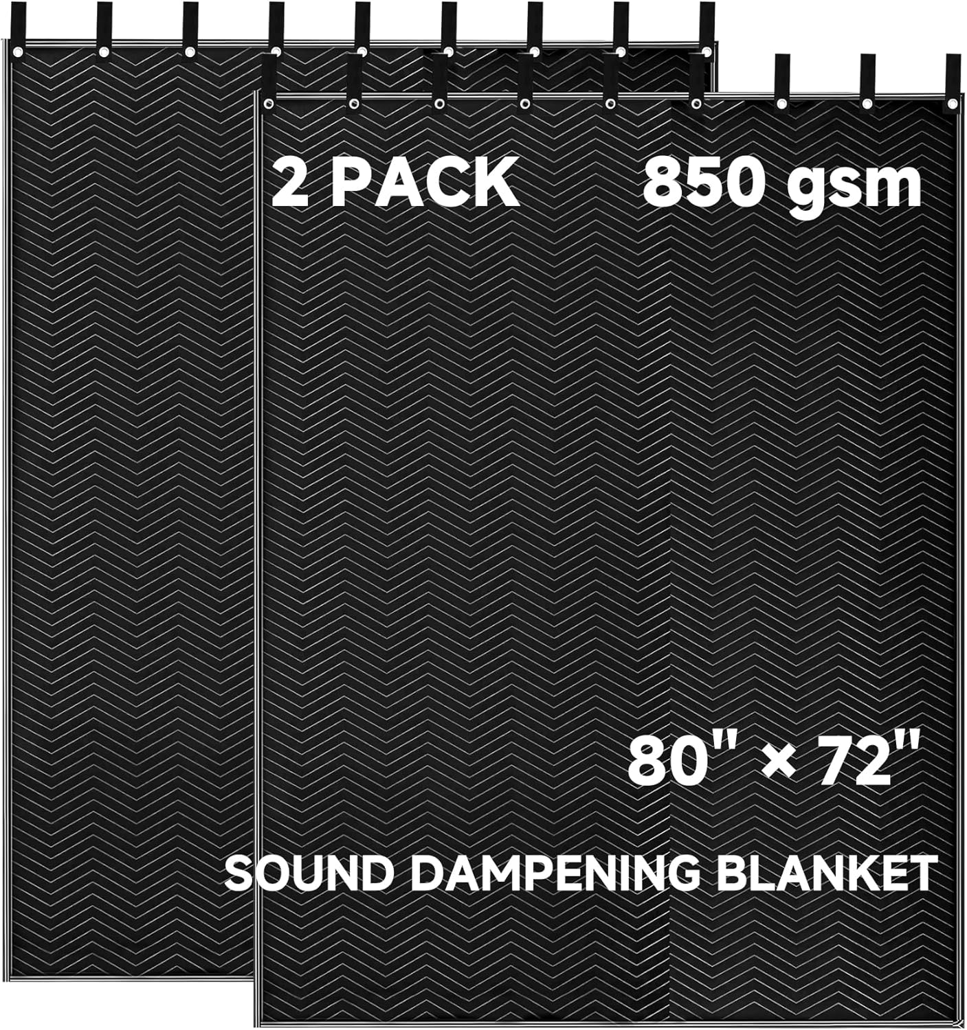 2 Pcs Large Sound Dampening Blanket 80" x 72", 850GSM Acoustic Sound Blanket with Grommets, Heavy Duty Studio Sound Absorption Blankets,Acoustic Blanket Noise Reduce for Room,Moving Blankets