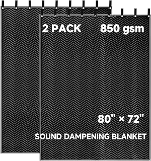 2 Pcs Large Sound Dampening Blanket 80" x 72", 850GSM Acoustic Sound Blanket with Grommets, Heavy Duty Studio Sound Absorption Blankets,Acoustic Blanket Noise Reduce for Room,Moving Blankets