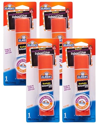 Elmers Disappearing Purple School Jumbo Glue Stick, Washable, 40 Gram, 4 Count