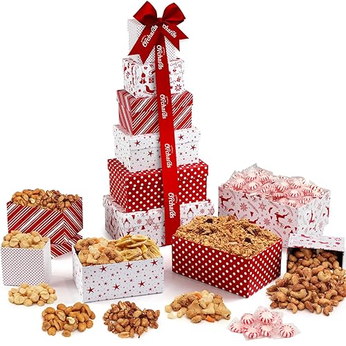Miniatura 8 de Cesta de regalo de 6 niveles de indulgencia con frutas secas y frutos secos, regalo de comida gourmet para hombres y mujeres