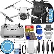 DJI Mini 4 Pro Drone with RC-N2 Remote Controller Folding Mini-Drone with 4K HDR Video Under 249g, 34 Mins Flight Time, Omnidirectional Vision Sensing Bundle with 128GB Card, Landing Pad + More