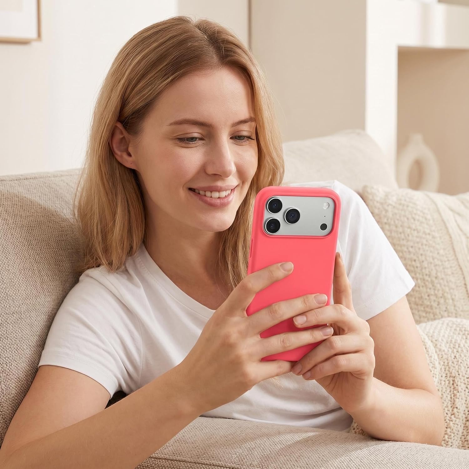 Silicone Case Compatible with iPhone 17 Pro 6.3 inches Display (Bright Guava)