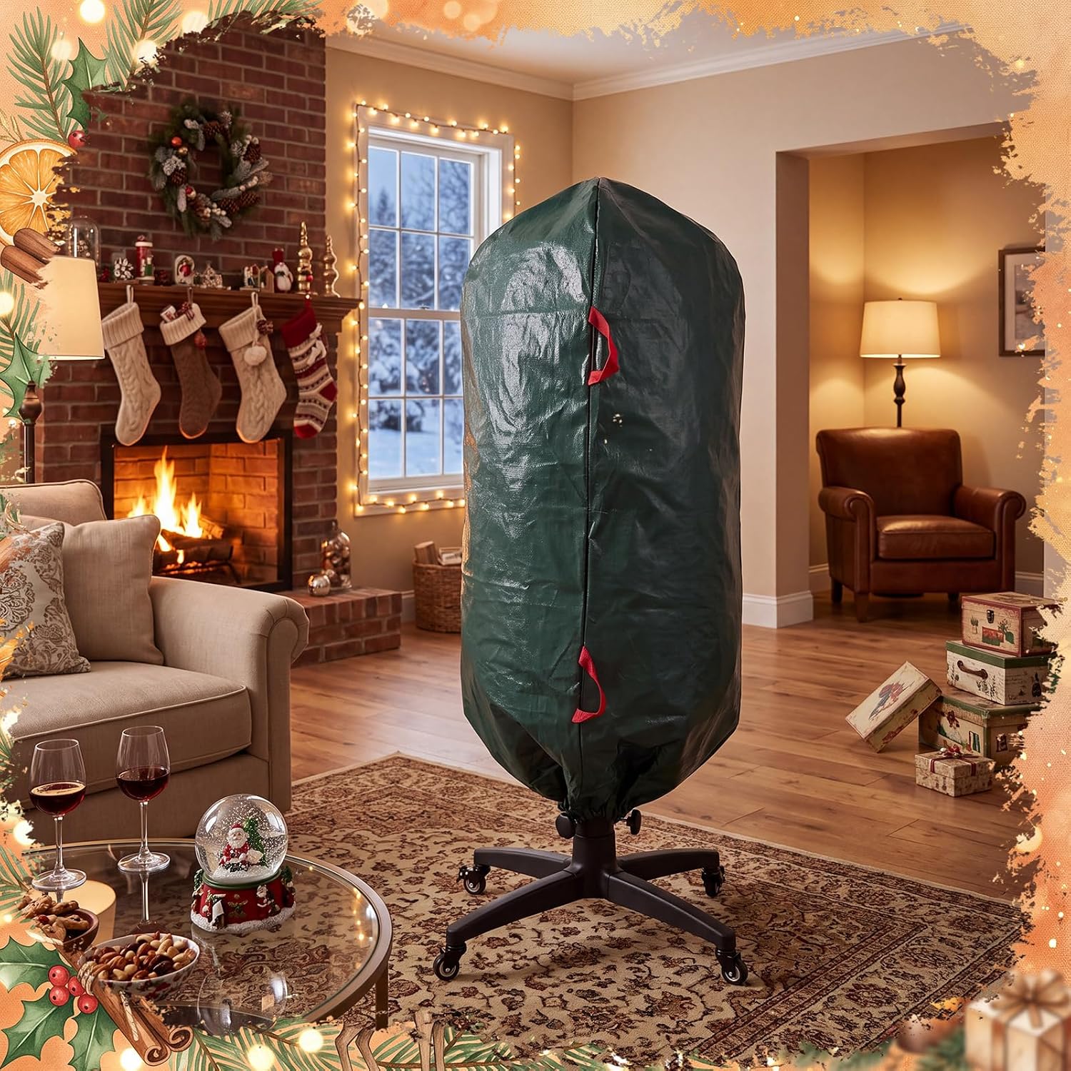 Christmas Tree Stand with Wheels Storage Bag for 9 ft Trees,Green