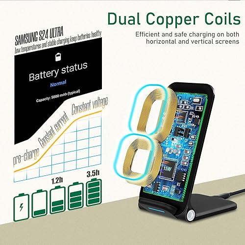 Miniatura 3 de Soporte de cargador inalámbrico de 15 W, estación de carga plegable para Samsung Galaxy S25 S24 S23 S22 S21 S20 Ultra S10 S9 S8 S7 Note10 9 8 7,